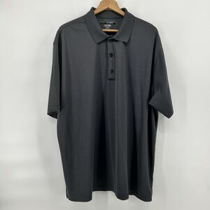 Greg Norman Play Dry Polo 2XL Gray Micro Stripe Golf Performance Shirt Shark